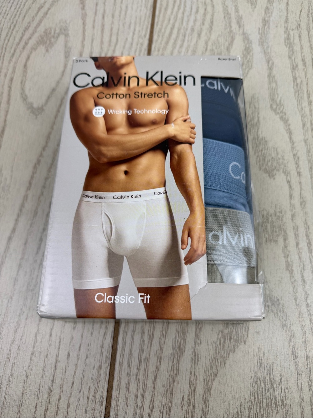 Calvin Klein Men's 3 pack Cotton Stretch Classic Fit Boxer Brief Large Multi